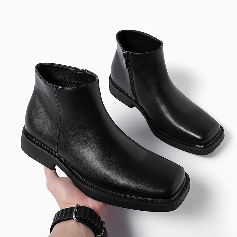 Men Formal Wear Shoes - Czarne Nowe Modne Męskie Skórzane Buty