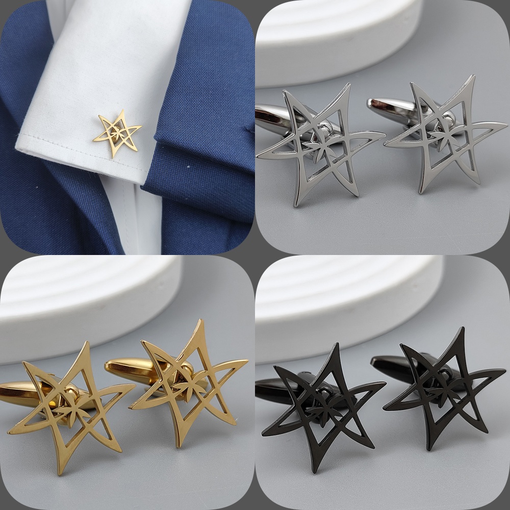 Men'S Gothic Formal Wear - Sześciokątne, pozłacane spinki do mankietów w