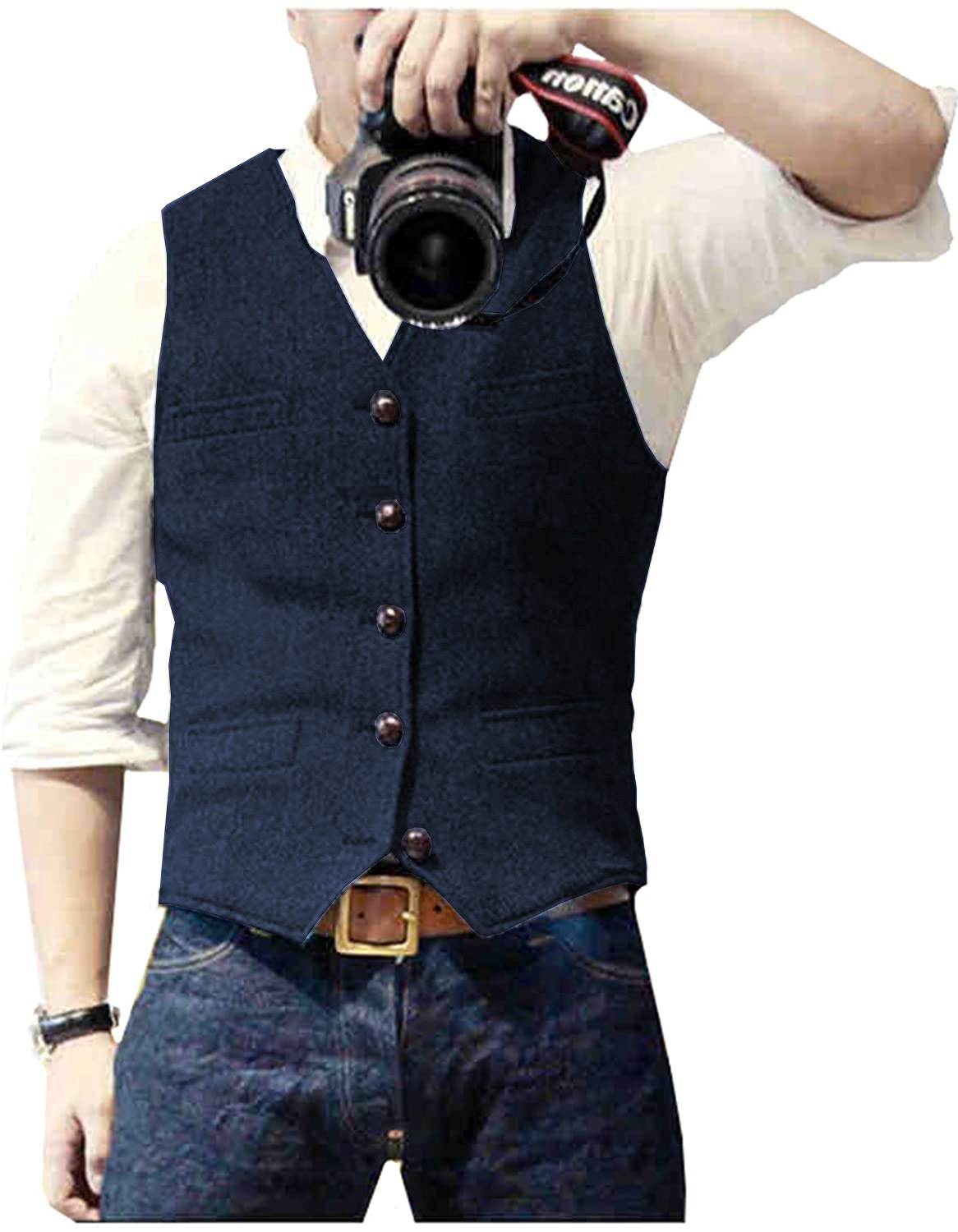 Formal Vest Waistcoat - Męska kamizelka garniturowa z dekoltem w