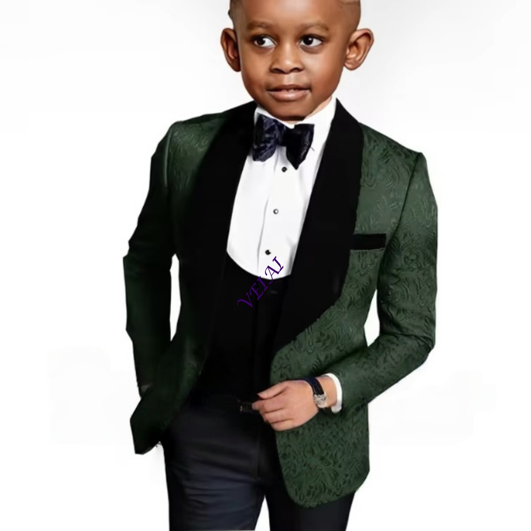 Formal Wear For Men Kids - IFashion Kwiatowy Trzyczęściowy Garnitur Chłopięcy: Marynarka,