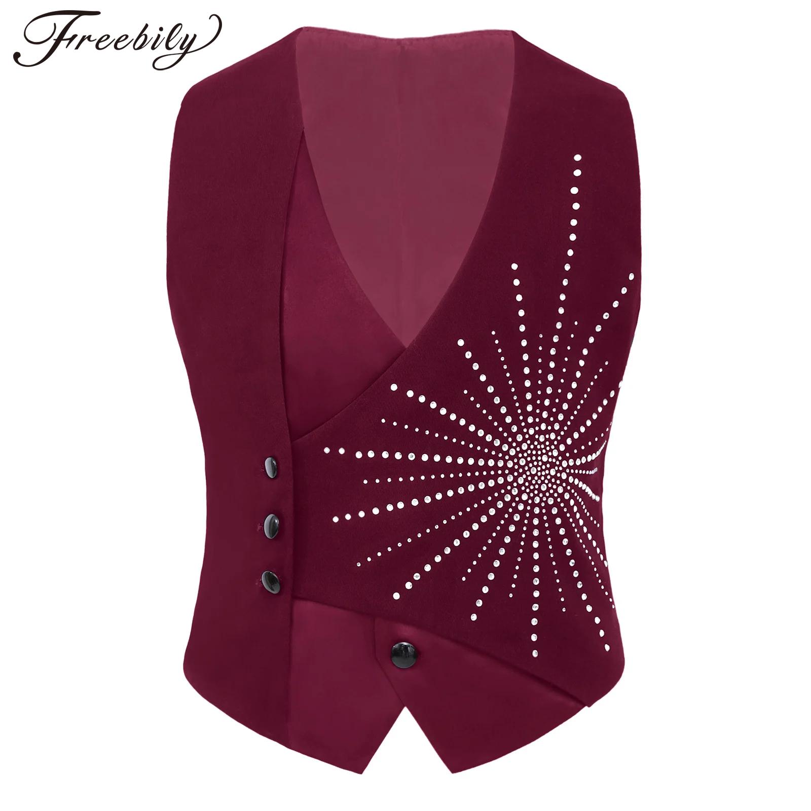 Formal Vest Waistcoat - Dziecięca chłopięca asymetryczna kamizelka z błyszczącymi