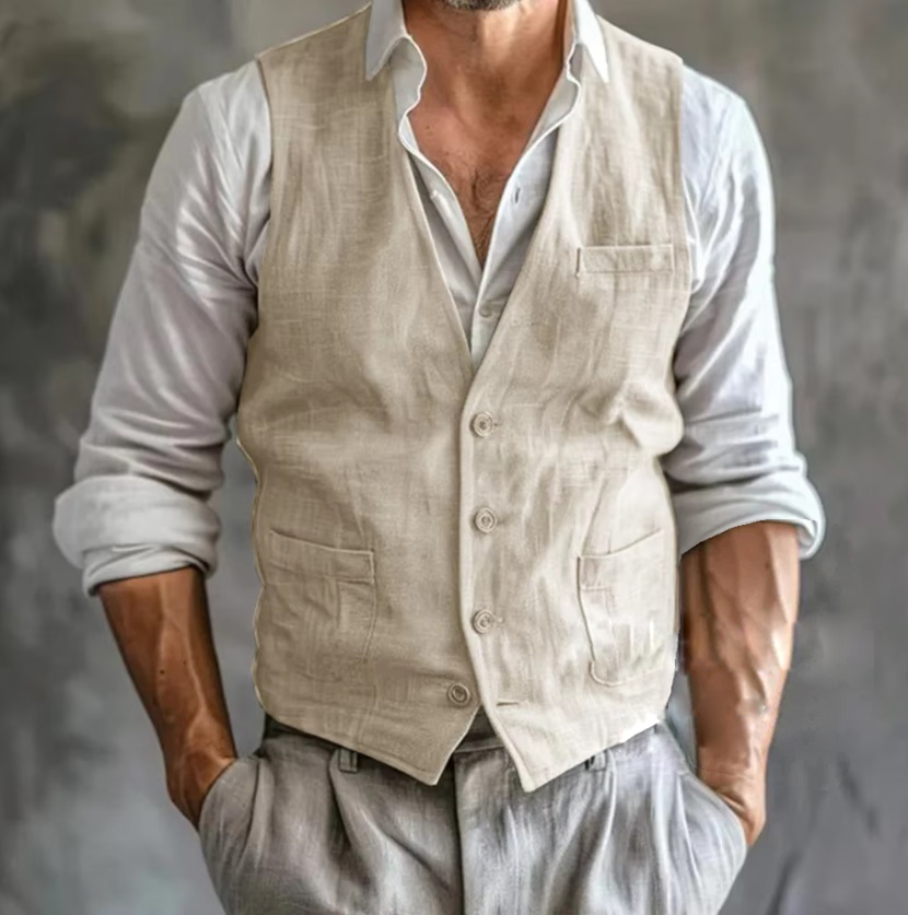 Męska lniana kamizelka letnia  – Formal Vest Waistcoat recenzja i cena