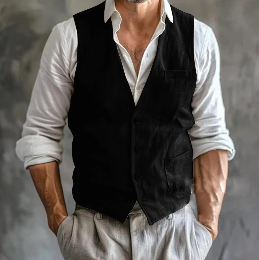 Męska lniana kamizelka letnia  – Formal Vest Waistcoat recenzja i cena