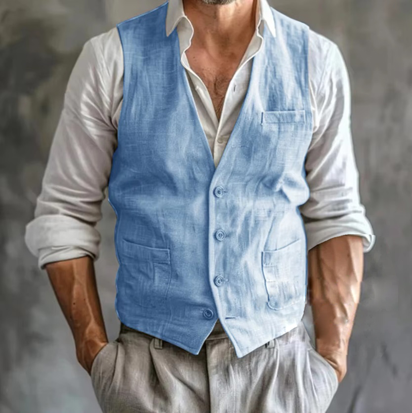 Męska lniana kamizelka letnia  – Formal Vest Waistcoat recenzja i cena