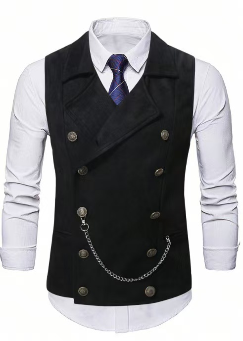 Męska kamizelka dwurzędowa z ł – Formal Vest Waistcoat recenzja i cena