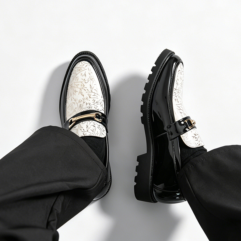 Męskie dwukolorowe mokasyny ze – Men Formal Wear Shoes recenzja i cena