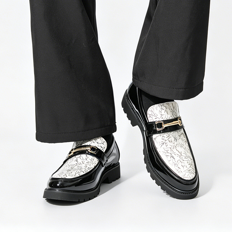 Męskie dwukolorowe mokasyny ze – Men Formal Wear Shoes recenzja i cena