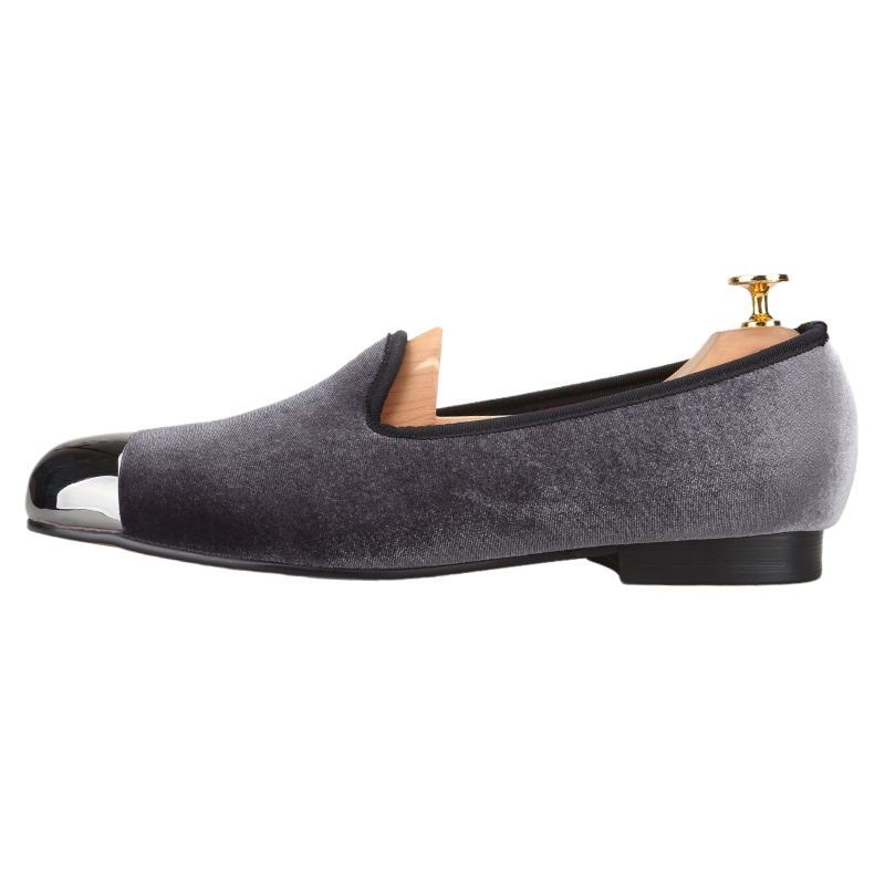 Szare aksamitne wsuwane mokasy – Men'S Formal Wear Slippers recenzja i cena