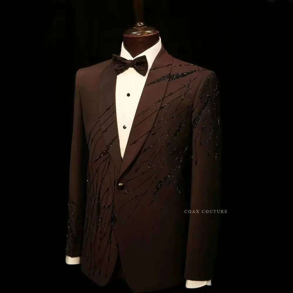 Brązowe, eleganckie garnitury  – Men'S Formal Wear No Suit recenzja i cena