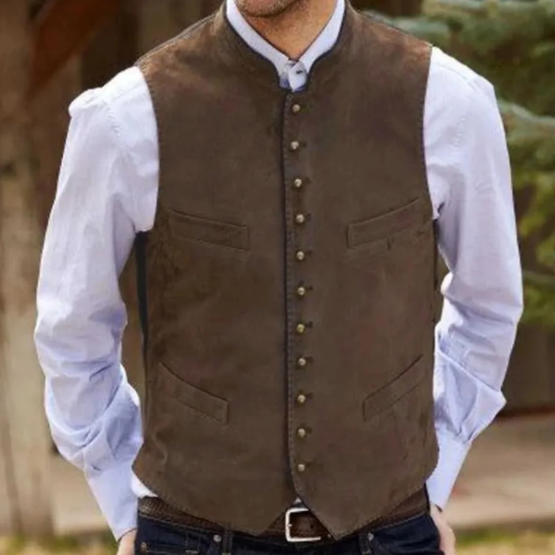 Męska kamizelka kawowa zamszow – Formal Vest Waistcoat recenzja i cena