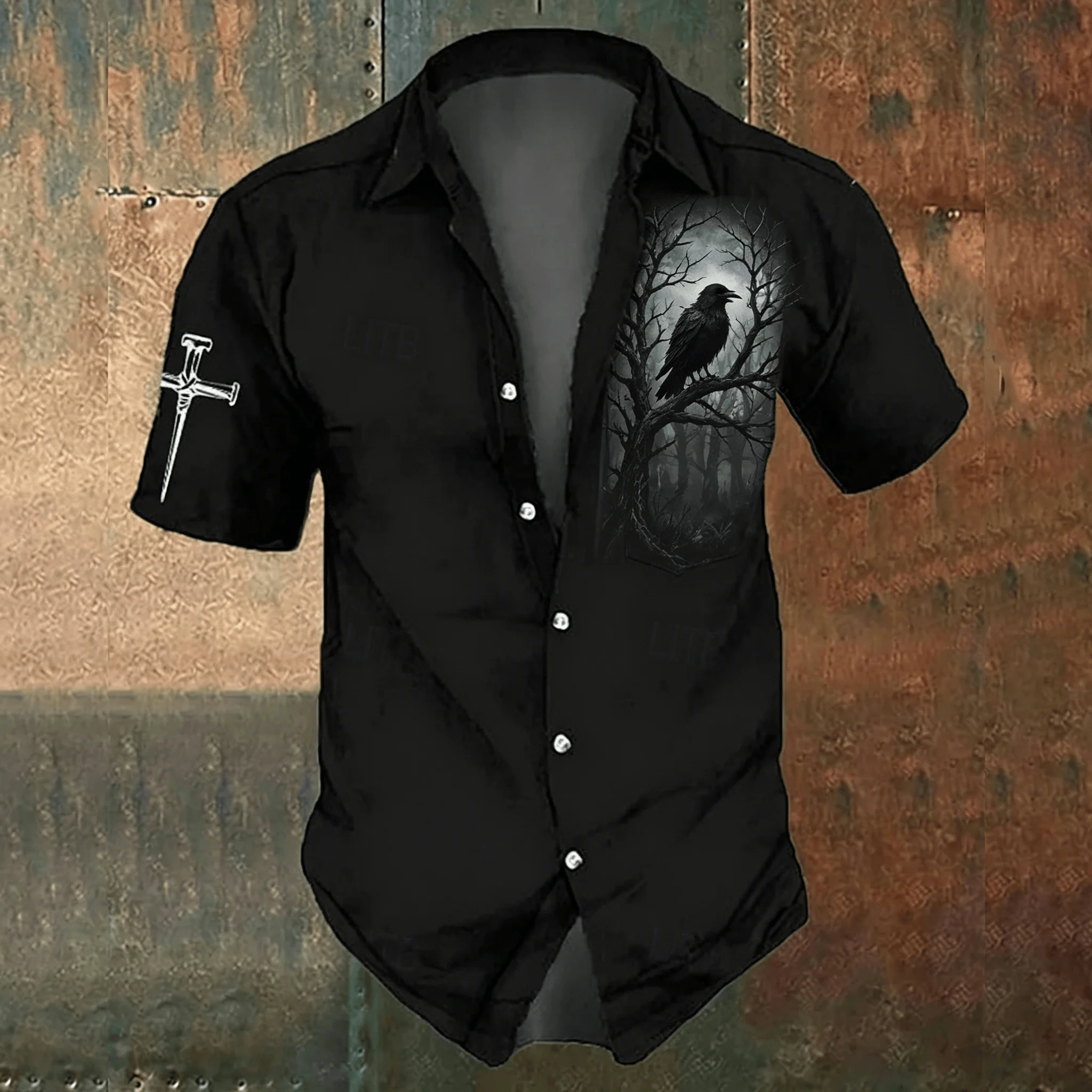 Męska czarna koszula casual z  – Men'S Gothic Formal Wear recenzja i cena