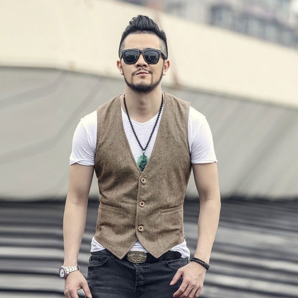 Męska lniana kamizelka z dekol – Formal Vest Waistcoat recenzja i cena