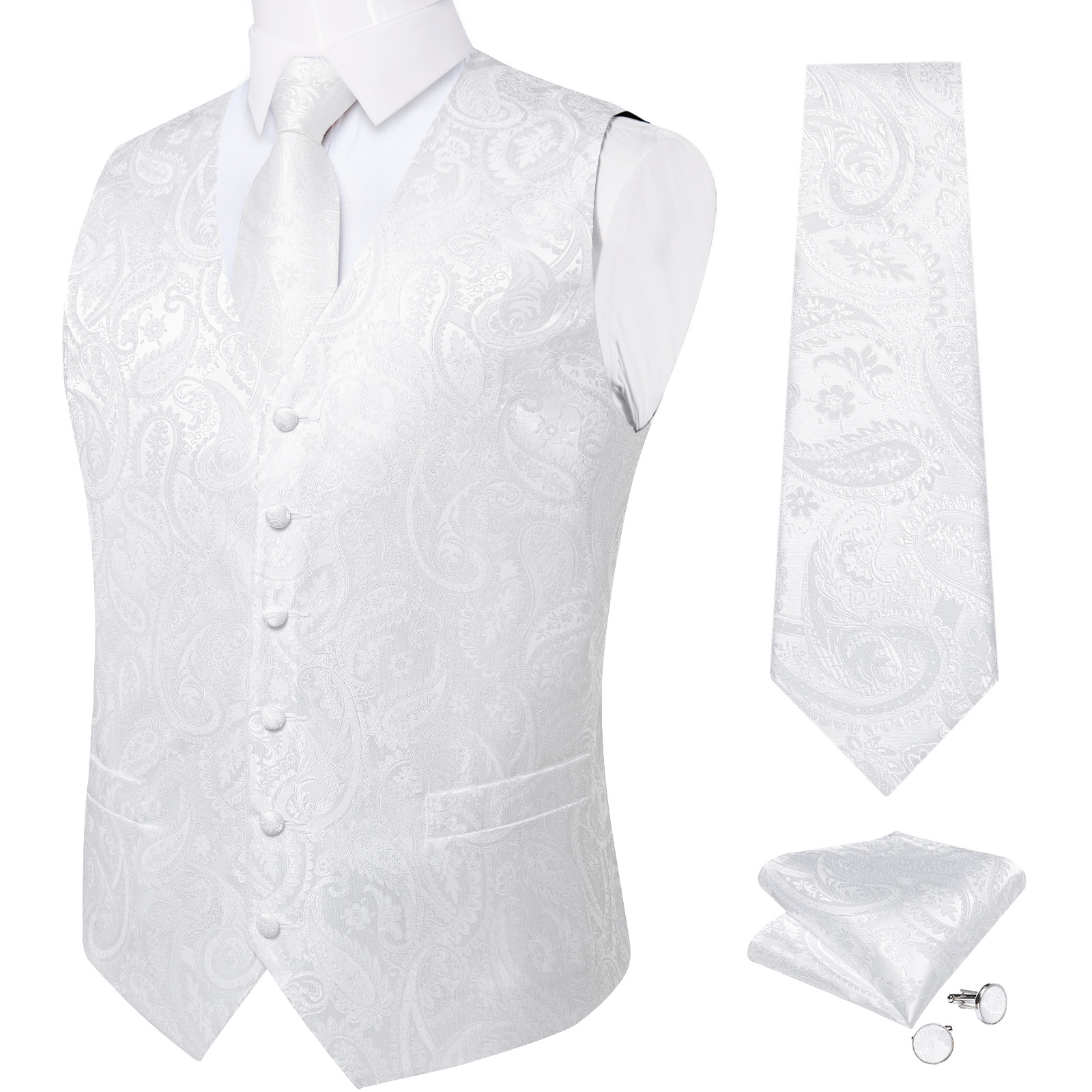 Czysta biała kamizelka ślubna  – Formal Vest Waistcoat recenzja i cena